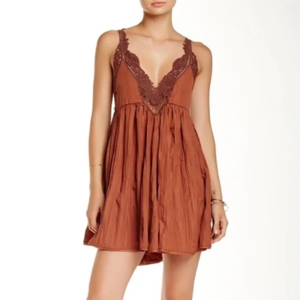 Free People Breathless Lace Trim Mini dress, Size Small